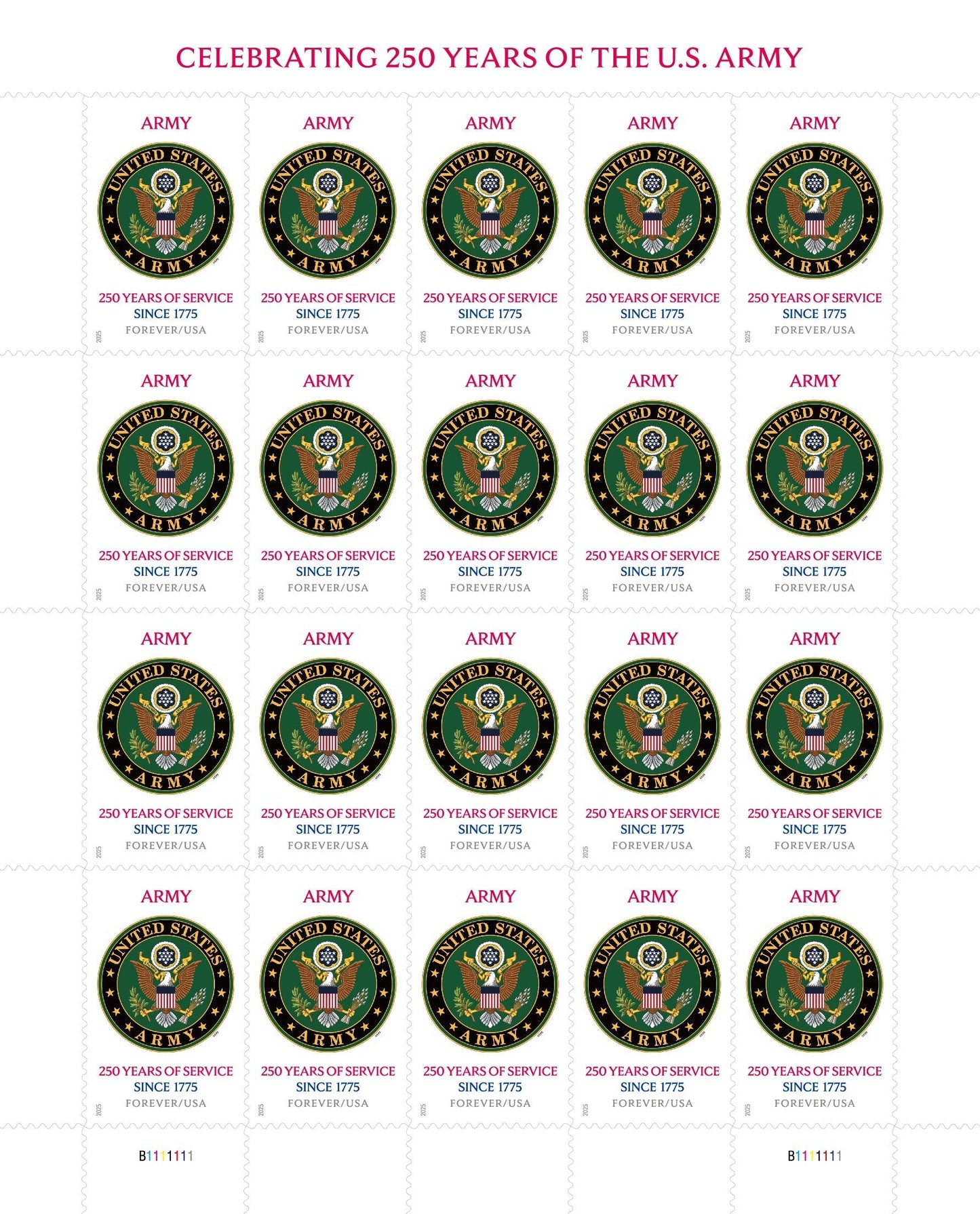 U.S. Military Army 250th Forever Postage Stamps
